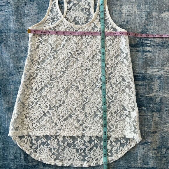 Body Central White Sheer Lace Racerback Tank Top Small - Picture 6 of 7